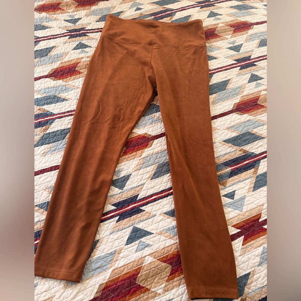 High-Waist Suede Like Rust Brown Leggings